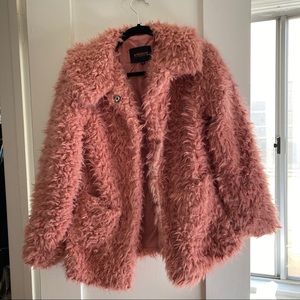 blush pink furry jacket